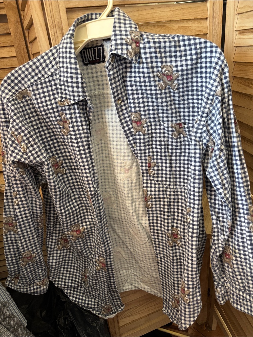 Quizz Gingham Bear-Print Blouse Large